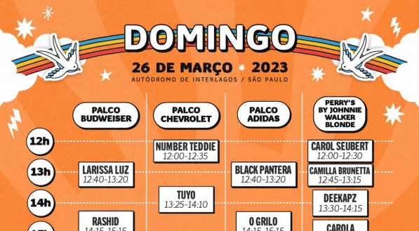 Line-up Lollapalooza Brasil no domingo (26).