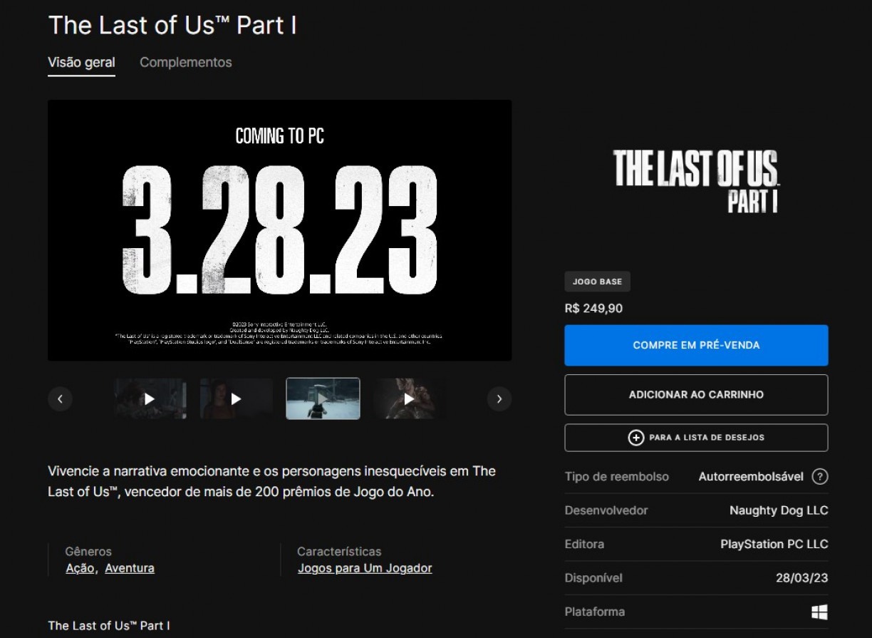 THE LAST OF US PARTE 1: jogo é lançado para PC hoje (28)! Confira requisitos  e preço