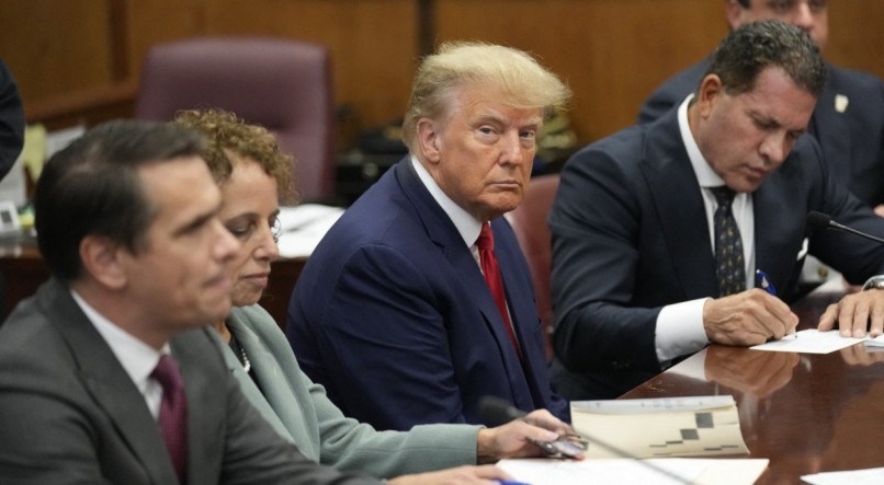 O ex-presidente Donald Trump em tribunal de Nova York