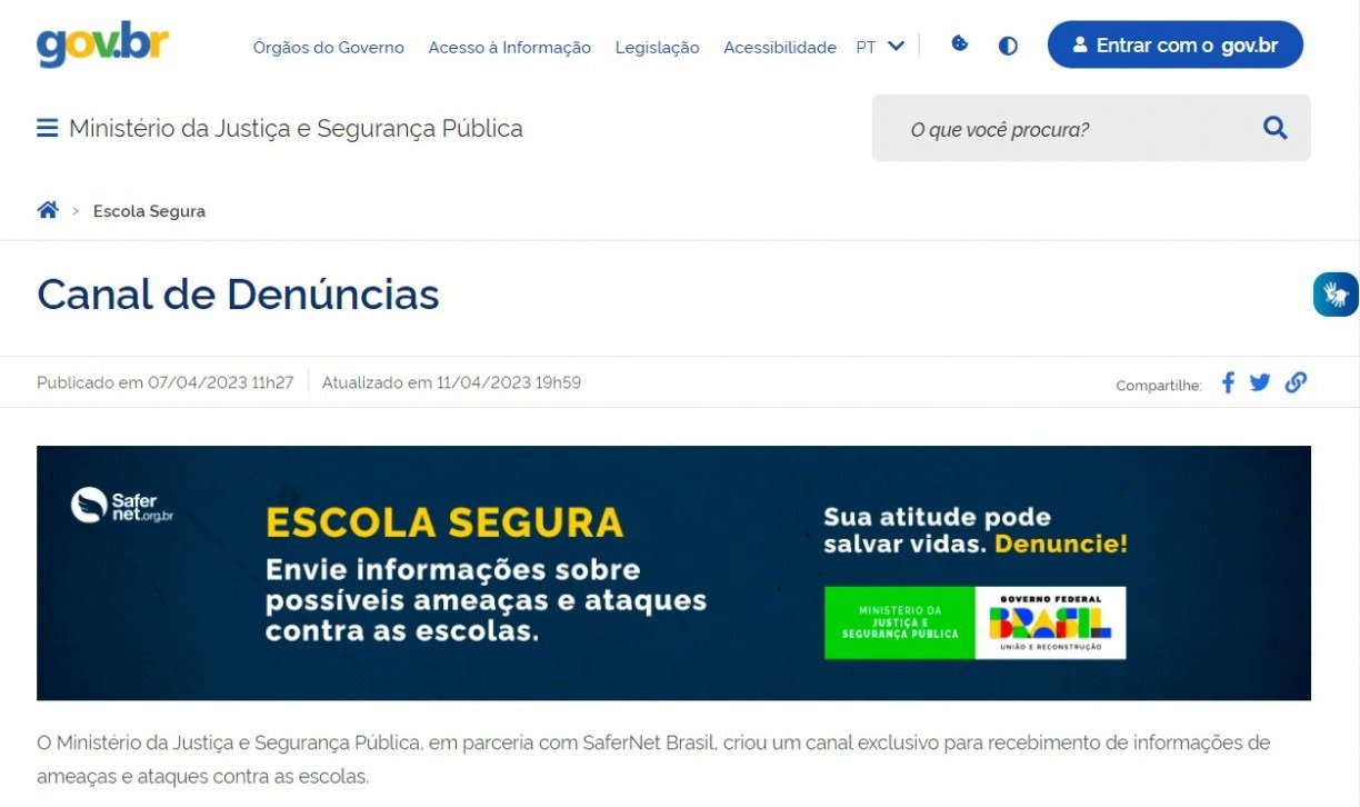 Ministério da Justiça e Segurança Pública. 