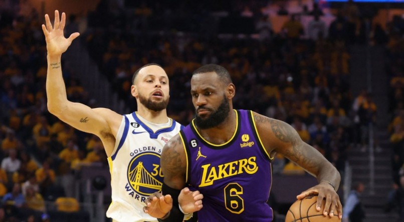 LeBron James e Stephen Curry fazem o jogo 6 de Lakers x Warriors 