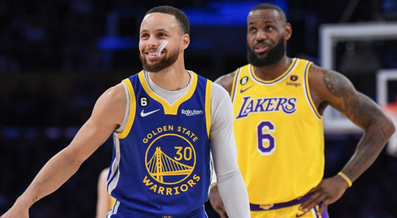 Stephen Curry e LeBron James s&atilde;o os grandes destaques de Golden State Warriors e LA Lakers