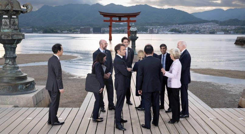 Os líderes das sete economias mais industrializadas do mundo - Estados Unidos, Canadá, Japão, França, Reino Unido, Alemanha e Itália - estão reunidos em Hiroshima