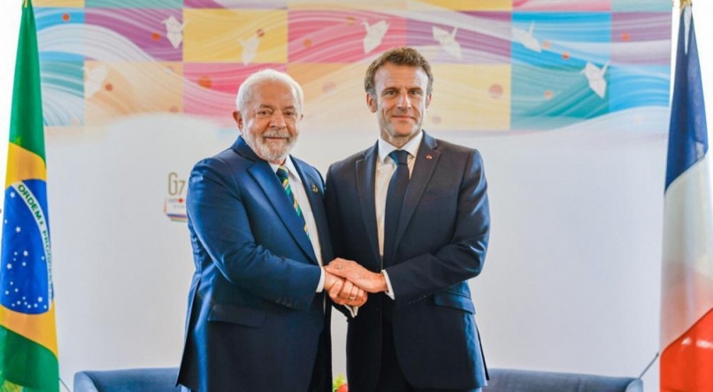 Lula e o presidente da Fran&ccedil;a, Emmanuel Macron