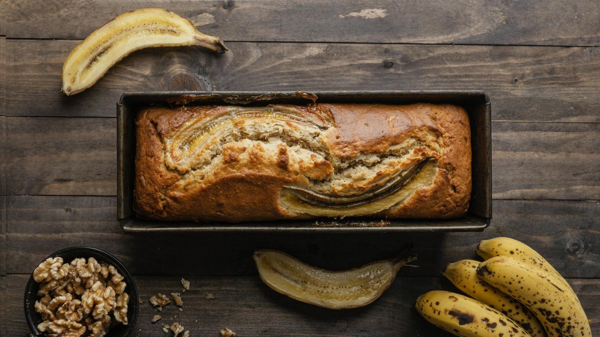 Bolo de banana com aveia