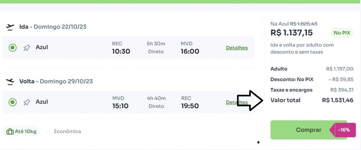 Voo direto do Recife para Montevidéu Reprodução MaxMilhas