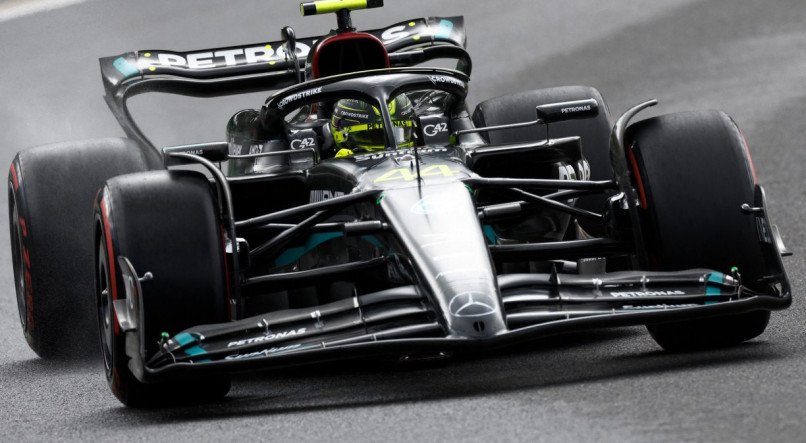 Lewis Hamilton durante o GP da Bélgica de Fórmula 1 