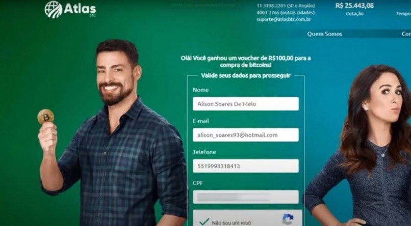 Tata Werneck e Cauã Reymond em propaganda da Atlas Quantum