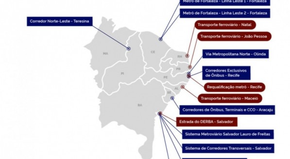 Projetos de mobilidade urbana beneficiados pelo Novo PAC na Regi&atilde;o Nordeste do Brasil