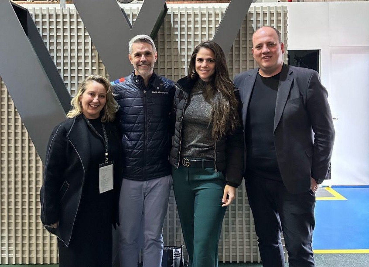 Sheila Bertolini, Alfredo Genard, Isadora Mendes e Diego Machado, em visita a fábrica da Evviva no Rio Grande do Sul