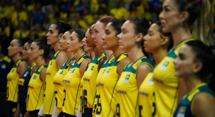 Jogadoras da Seleção Brasileira Feminina de vôlei no Sul-Americano 2023