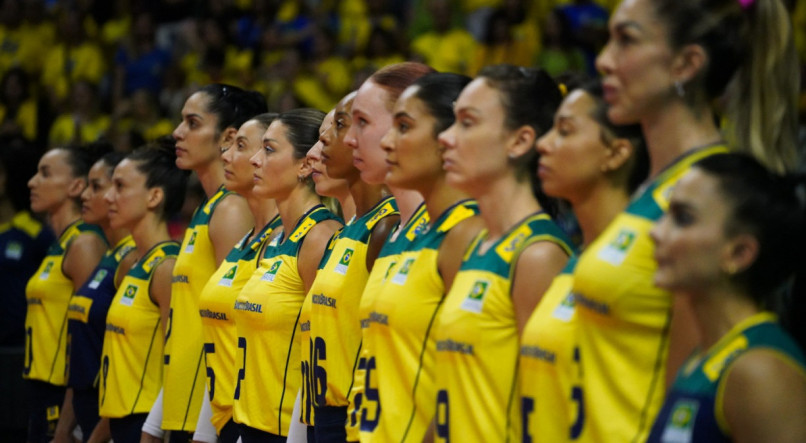 Jogadoras da Seleção Brasileira Feminina de vôlei no Sul-Americano 2023
