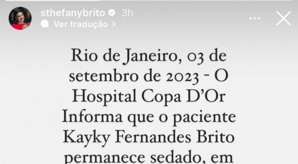 Estado de saúde de Kayke Brito