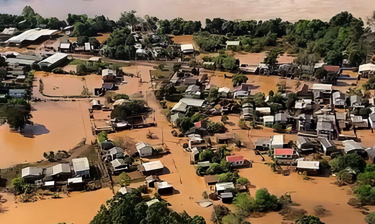Município de Bom Retiro do Sul (RS) foi bastante afetado pela enchente provocada por ciclone