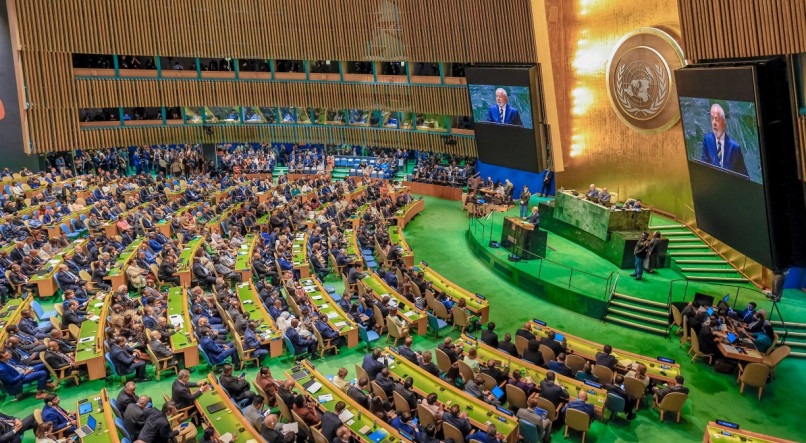 Lula em discurso durante a abertura da assembleia geral da ONU (2023)
