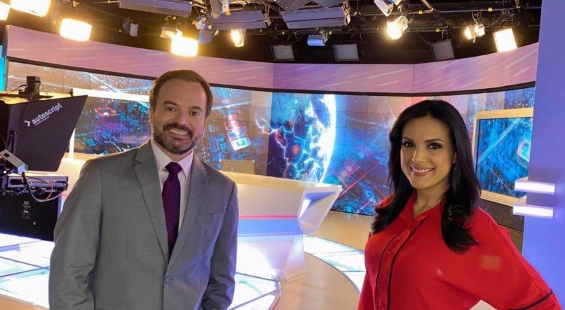 Os âncoras Marcelo Torres e Márcia Dantas no "SBT Brasil"