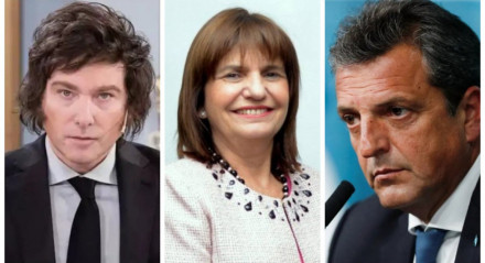 Javier Millei, Patricia Bullrich e Sergio Massa são os candidatos com maiores chances nas Eleições da Argentina 2023
