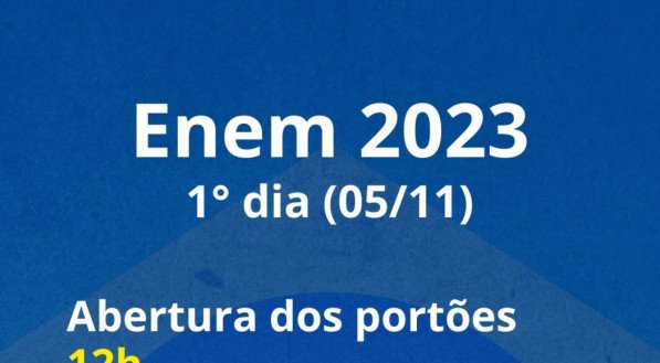 Horários de entrada, saída e aplicação da prova do Enem 2023.