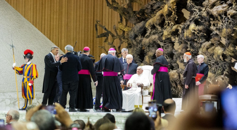 Papa Francisco durante o encerramento da conferência Charis 2023