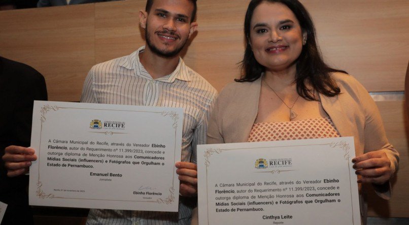 C&Acirc;MARA MUNICIPAL DO RECIFE CONCEDE MEN&Ccedil;&Atilde;O HONROSA AOS COMUNICADORES  INFLUENCERS E FOTOGRAFOS VEREADOR EBINHO FLOR&Ecirc;NCIO