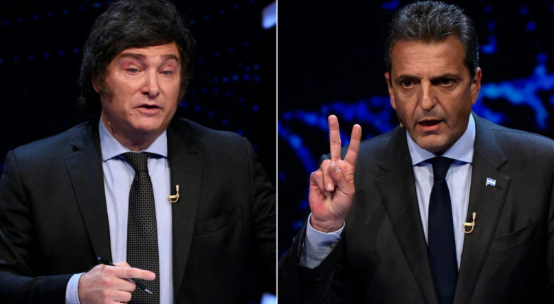 Debate presidencial na Argentina entre Sergio Massa e Javier Milei