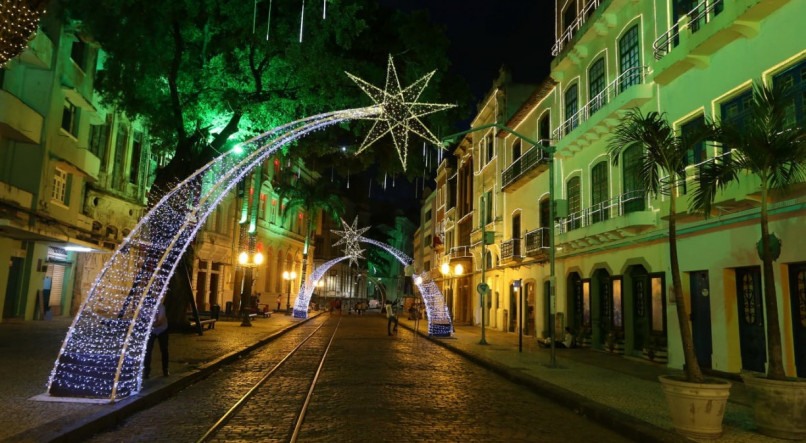 Decoração natalina no Recife Antigo em 2021