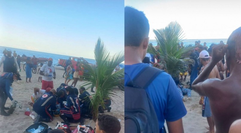Paramotor caiu durante voo na praia de Piedade, em Jaboatão dos Guararapes