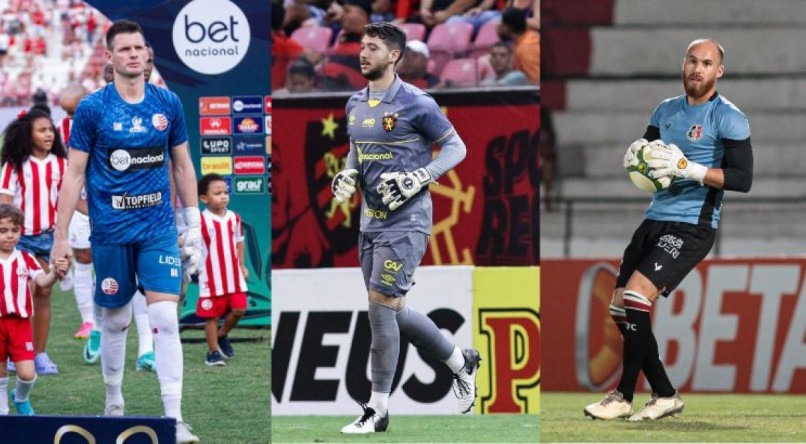 Vagner, Caíque França e André Luiz são os goleiros titulares do Naútico, Sport e Santa Cruz, respectivamente