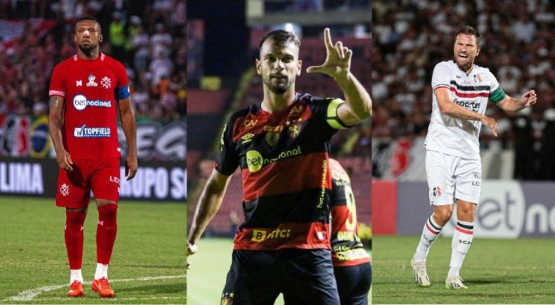 Os zagueiros Rafael Vaz (E), Rafael Thyere (C) e Rafael Pereira (D) são os capitães do Náutico, Sport e Santa Cruz, respectivamente
