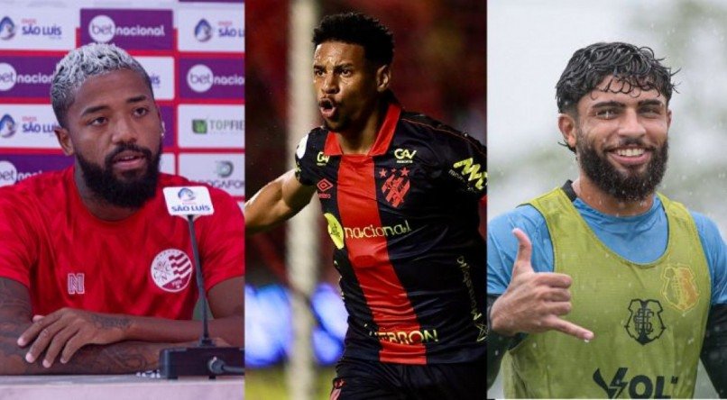 Luiz Paulo (E), Felipinho (C) e Juan Tavares (D) são os laterais do Náutico, Sport e Santa Cruz, respectivamente