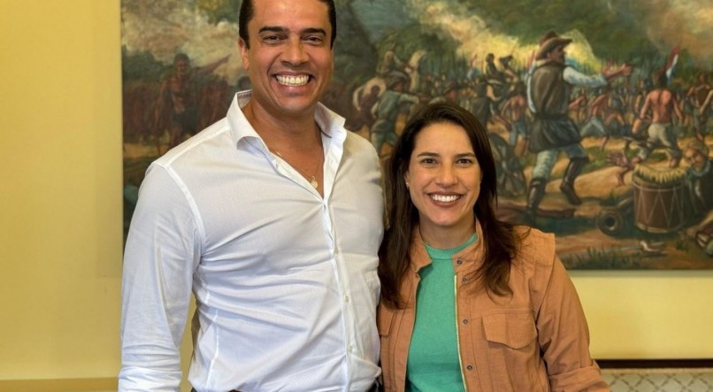 O prefeito de Caruaru, Rodrigo Pinheiro e a governadora de Pernambuco, Raquel Lyra 