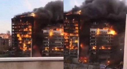 Incêndio em prédio na Espanha.