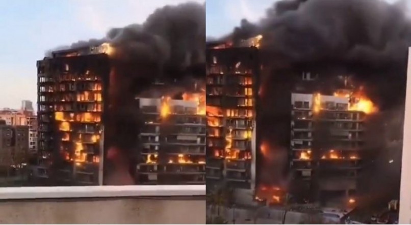 Incêndio em prédio na Espanha.
