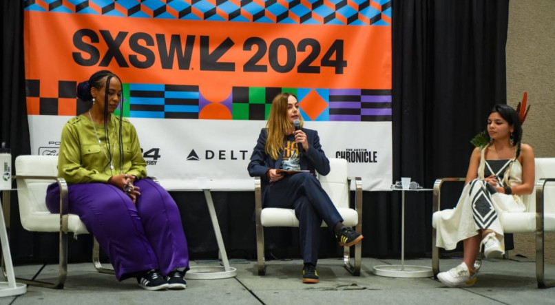 SXSW 2024 - Painel sobre Sustentabilidade com Collete Battle, Angela Pinhati e Txai Suru&iacute;