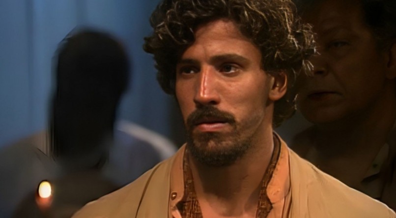 Leonardo Brício como Deocleciano na primeira fase de "Renascer" (1993), novela da TV Globo.