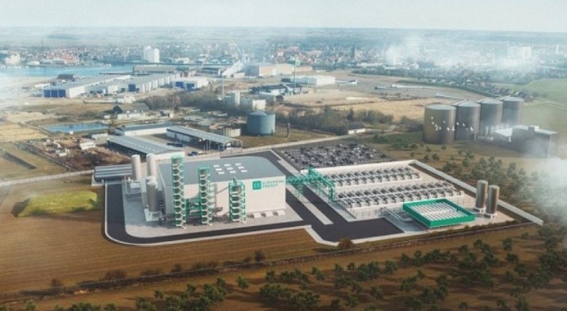 Perspectiva da Indústria de produção de e-metanol da European Energy na Dinamarca que a empresa pretende fazer em Suape.
