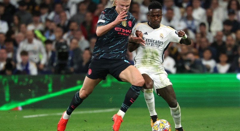 No jogo de ida, no Santiago Bernabéu, Manchester City x Real Madrid empataram em 3 x 3