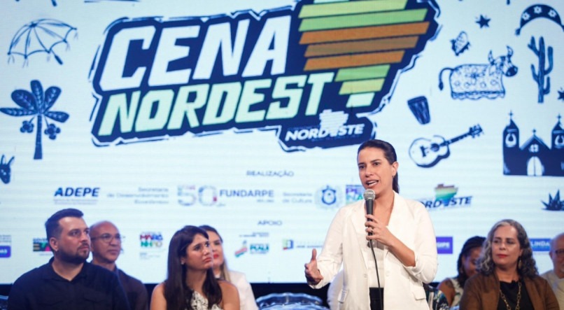 Raquel Lyra, governadora de Pernambuco, participou do lançamento do Cena Nordeste Festival, iniciativa cultural promovida pelo Consórcio Nordeste