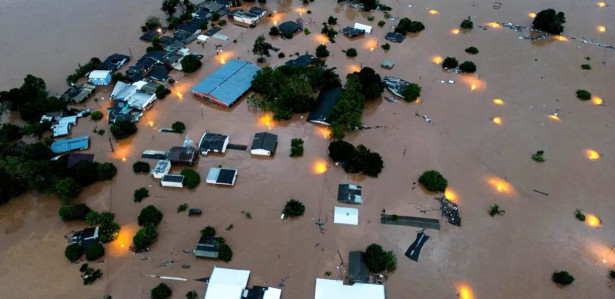 Imagem do impacto das chuvas intensas no Rio Grande do Sul