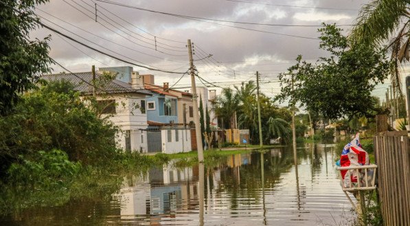 Áreas de alagamento na cidade de Pelotas, no Rio Grande do Sul, nesta sexta-feira