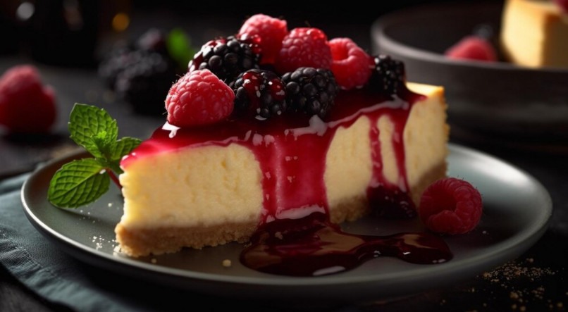 Imagem ilustrativa de cheesecake com frutas vermelhas