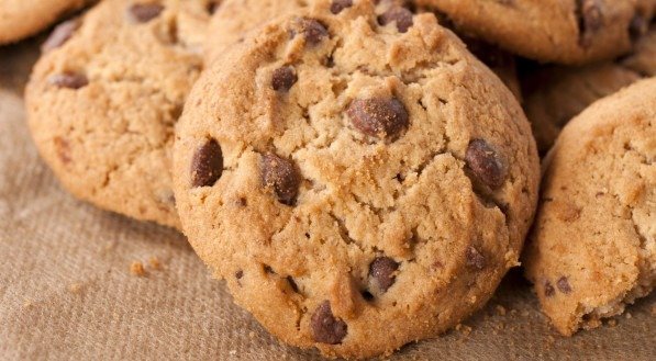 Close up to sweet homemade chocolate cookies