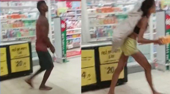 Casal invade supermercado com facão e rouba produtos