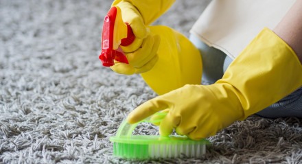 Imagem de pessoa limpando tapete