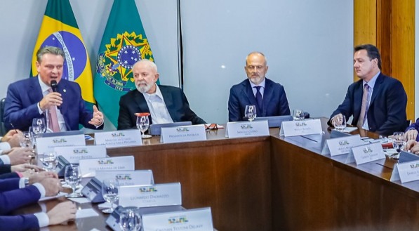 O empresário Wesley Batista na reunião com o presidente Lula no Planalto em abril passado