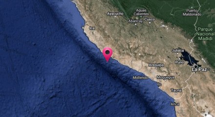 Local do epicentro do terremoto ocorrido no Peru