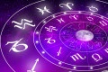 Astrology Zodiac sign of Horoscope with the star and the moon background. Magic power of fortune in the universe Concept.