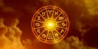 Concept of astrology and horoscope, person inside a zodiac sign wheel, Astrological zodiac signs inside of horoscope circle, Astrology, knowledge of stars in the sky, power of the universe concept.