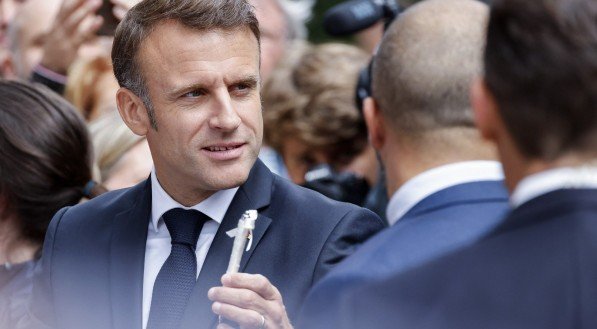 O presidente da França, Emmanuel Macron, durante o segundo turno das eleições legislativas da França