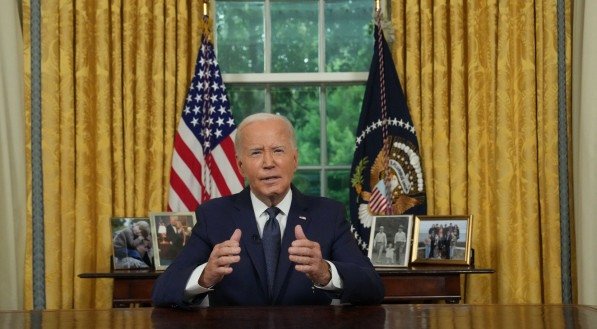 Imagem de Joe Biden, presidente dos Estados Unidos, que expressou preocupa&ccedil;&atilde;o nesta ter&ccedil;a-feira (29) em rela&ccedil;&atilde;o a Ge&oacute;rgia